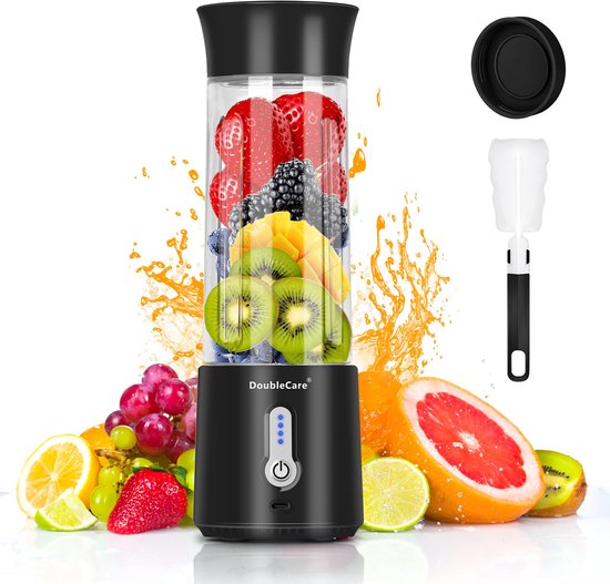 SnelShoppen - Draagbare blender voor shakes en smoothies 500 ml, elektrische sapcentrifuge met 4000 mAh, USB oplaadbare sapblender, BPA-vrij materiaal