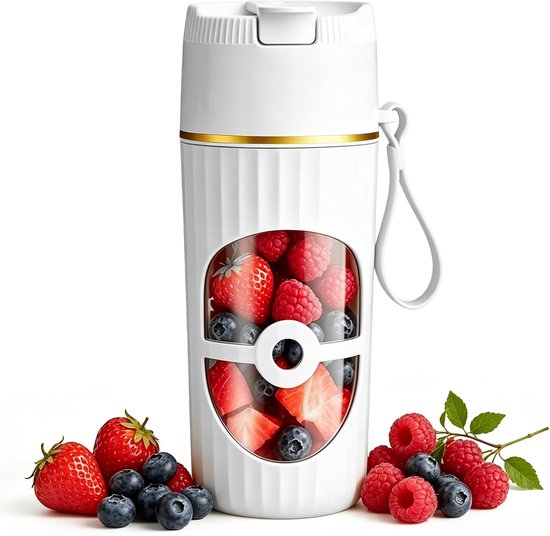 SnelShoppen - Draagbare Mixer 400 ml Smoothiemaker To Go - Elektrische USB Sapcentrifuge - Kleine Mixer met 10 Messen voor Shakes, Sap, Babyvoeding, S