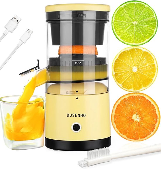 SnelShoppen - Draagbare Oplaadbare Citrus Juicer - Elektrische Pers voor Sinaasappel, Citroen, Grapefruit - USB Oplaadbaar met Schoonmaakborstel - Keu