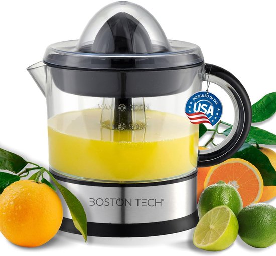 SnelShoppen - Electrische Citrus Juicer 40W - 700ml RVS - 2 Cones voor Sinaasappel, Citroen, Grapefruit - Hoog Sapopbrengst - BPA Vrij - Makkelijk Sch