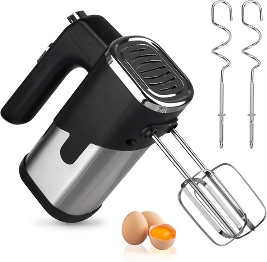 SnelShoppen - Elektrische Handmixer 800 W - 5 Snelheden - Keuken Mixer met 2 Kloppers en 2 Kneedhaken - Ideaal voor Taart, Brood, Bakken en Slagroom -