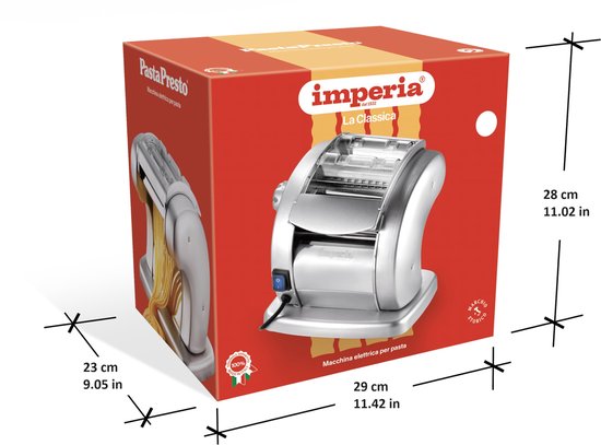 SnelShoppen - Elektrische Pastamachine voor Verse Pasta, Stalen Bladermachine 220V, Lasagne, Tagliolini, Fettuccine, Made in Italy, Zilver