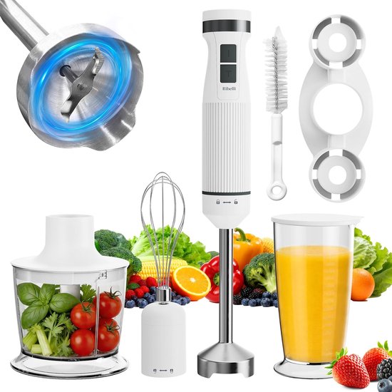 SnelShoppen - Elektrische Staafmixer Set Wit - Krachtige Blender voor Smoothies, Soepen en Sauzen - Handige Keukenhulp voor Feest en Dagelijks Gebruik
