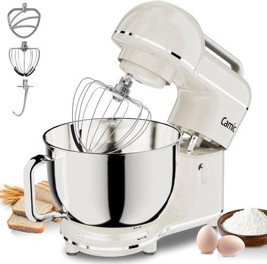 SnelShoppen - Food Processor 2000W - 10 Snelheden - RVS Mengkom 7L - Kneedmachine met Kneedhaak, Klopper en Spatdeksel - Ideaal voor Brood, Pizza, Taa