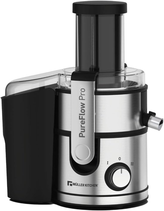 SnelShoppen - Fruit- en Groentensapcentrifuge 1000 W RVS Extra Grote 85 mm Inlaatopening, 2 Snelheden, Antislip Rubber Voeten, Keukenaccessoire