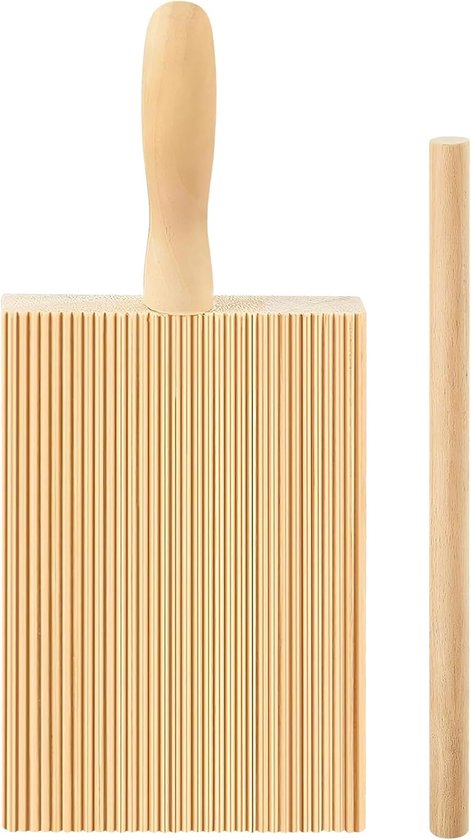 SnelShoppen - Gnocchi Maker Houten Pastamaker met Houten Stokken, Beukenhout, Pastarak voor DIY Noodle Mallen, Pasta Accessoires voor Keuken
