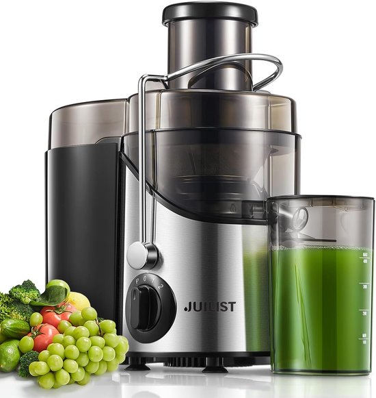 SnelShoppen - Groente- en Fruitpers Roestvrij Staal 400W - Centrifugaalpers met 65 mm Vulopening, 3 Snelheden, Inclusief Reinigingsborstel, Eenvoudig