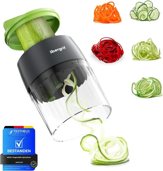 SnelShoppen - Groentespiraal, Courgette-Spaghetti Maker, Handmatig Gereedschap, BPA-vrij, Vaatwasmachinebestendig, 4-in-1 Courgette-Pastamachine voor