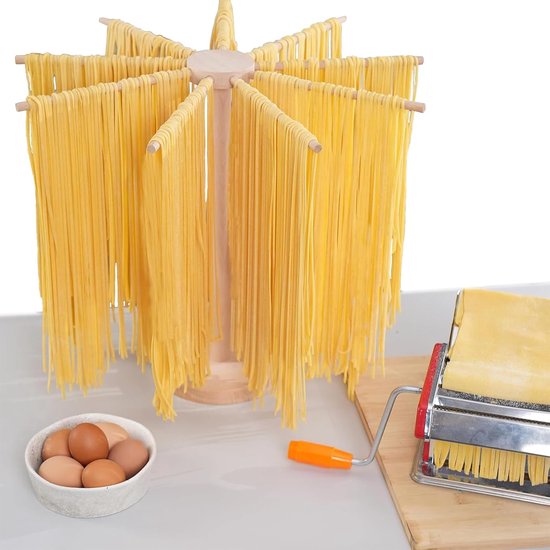SnelShoppen - Grote Pastadroger van Hout met 9 Afneembare Armen, Opvouwbaar en Herbruikbaar, Hoogte 45 cm, Ideaal voor Tagliatelle en andere Pasta's i