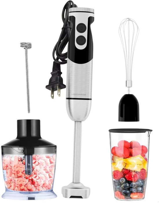 SnelShoppen - Hand Blender Rood - Staafmixer met 2 snelheden, roestvrijstaal, ergonomisch ontwerp - Ideaal voor Keuken, Smoothies, Soepen, en Sauzen