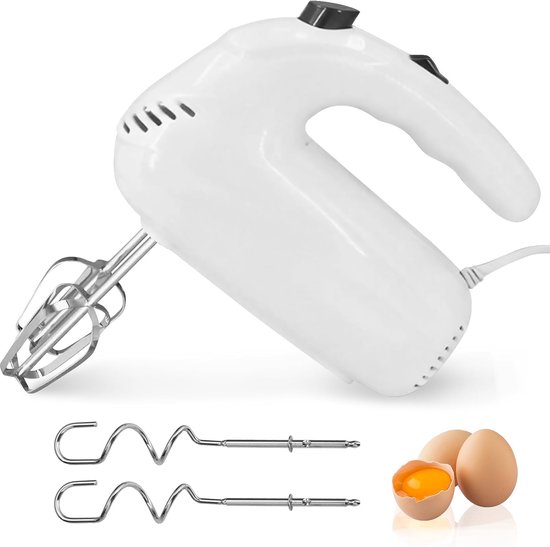 SnelShoppen - Hand Mixer 200W Elektrisch met 5 Snelheden, 4 Kloppers voor Eieren, Room, Deeg - Keukenapparaat voor Thuisgebruik