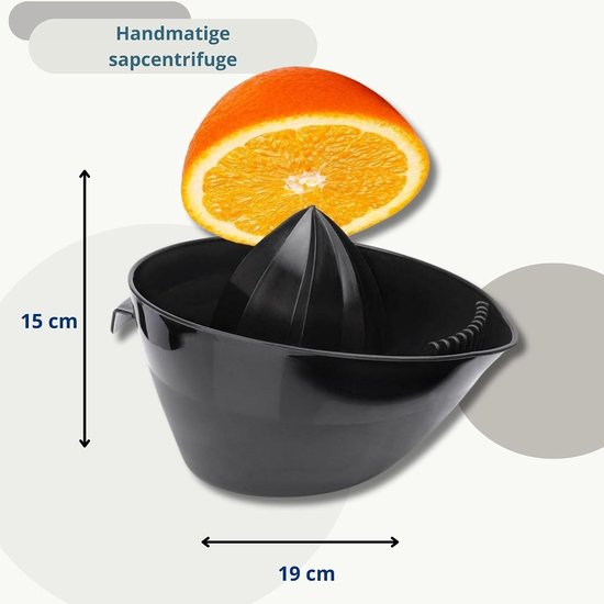 SnelShoppen - Handmatige Citruspers voor Grote Vruchten - Grapefruits, Sinaasappels, Zwarte Pers met Gootsteen en Zeef - Keukenaccessoire voor Vers Sa