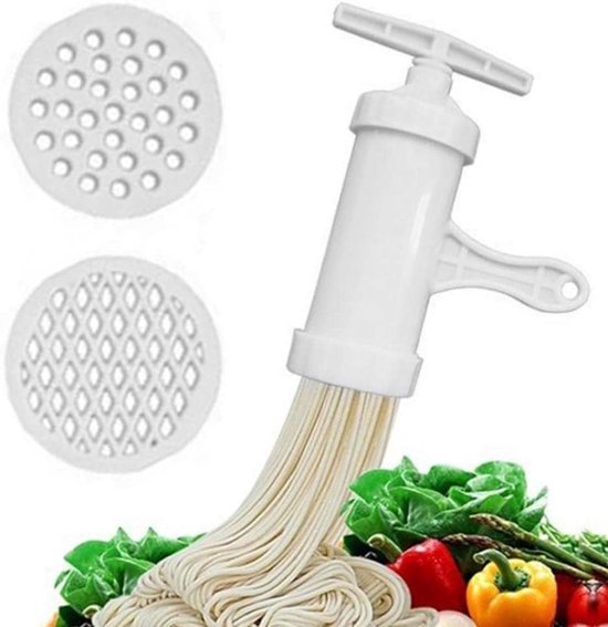SnelShoppen - Handmatige Noodle Pasta Maker, Plastic Noodle Persmachine voor Spaghetti, Multifunctionele Keuken Tool in Wit voor Thuis en Restaurant
