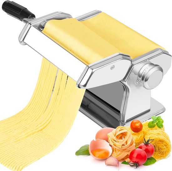 SnelShoppen - Handmatige Pasta Machine van Aluminium Legering met 9 Instelbare Dikte en 2 Snijders voor Spaghetti, Fettuccine en Lasagne - Ideaal voor
