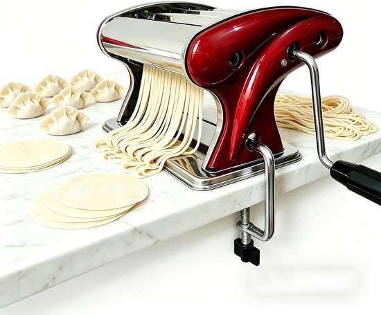 SnelShoppen - Handmatige Pasta Maker - Noodle Making Machine met Ingebouwde 2mm & 4mm Blades - Deeg Spaghetti Roller Machine voor Zelfgemaakte Pasta i