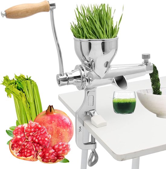 SnelShoppen - Handmatige Sapcentrifuge RVS voor Tarwegras, Selderij, Boerenkool, Spinazie, Granaten, Appels, Druiven, Groenten en Fruit (Classic Stijl