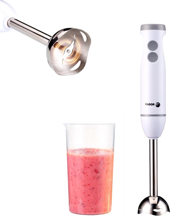 SnelShoppen - Handmixer 1000 W met Turbo, Verstelbare Snelheid, 700 ml Mengbeker, Ergonomisch Ontwerp, Roestvrijstalen Bladen voor Keuken, Bakken, Kok