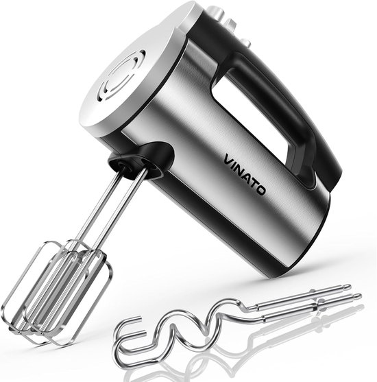 SnelShoppen - Handmixer 300 Watt - Elektrische Mixer met 5 Snelheden, RVS Garde en Kneedhaken - Perfect voor Eieren, Deeg en Taart - Keuken Mixer