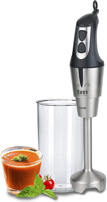 SnelShoppen - Handmixer 400 W met RVS, Ergonomische Handgreep, 900 ml Maatbeker, Ideaal voor Smoothies, Sauzen, Keukenaccessoire