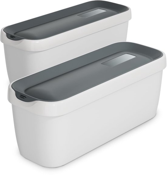 SnelShoppen - IJsbakken 2x1,5L – Duurzame Plastic IJsbakken met Deksel, Vaatwasmachinebestendig, Lichtgewicht voor Ijsmachines, Slushmachines en Yoghu