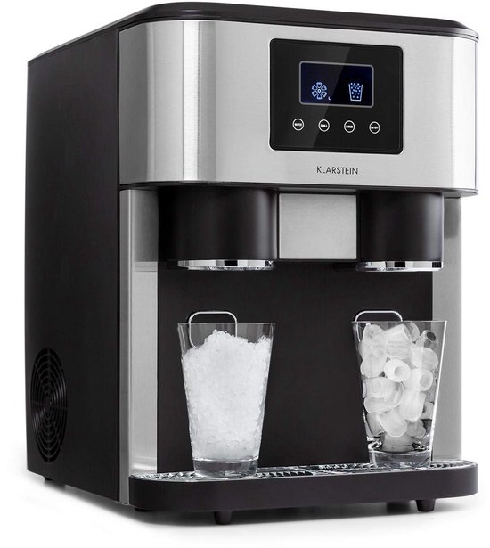 SnelShoppen - Ijsklontjes Machine 3-In-1 - Crushed Ice, Ijswater, 2 Maten Ijsklontjes, 15-18Kg per 24H, LCD Display, 1,8L Tank, 600G Ijs Capaciteit - van Snelshoppen