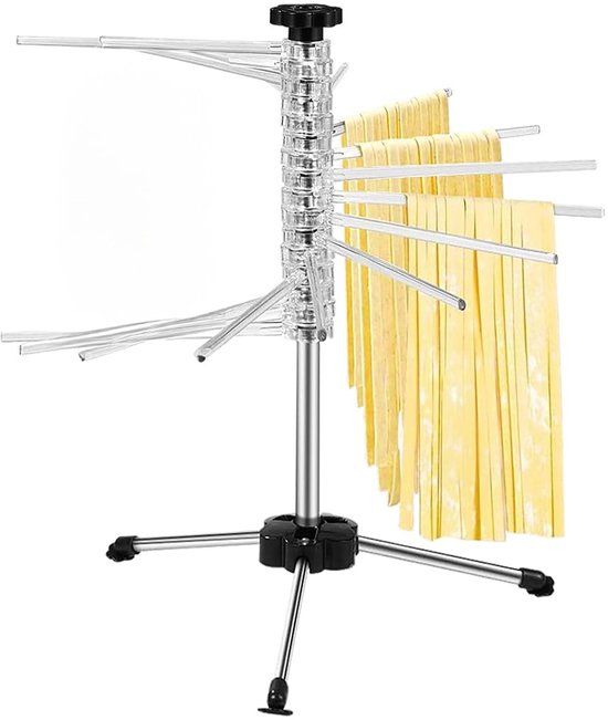 SnelShoppen - Intirilife Pastadroger 50cm 14 Sporten - Zilver - Opvouwbaar Pastarek voor Drogen van Verse Pasta - Ideaal voor Keuken en Feest