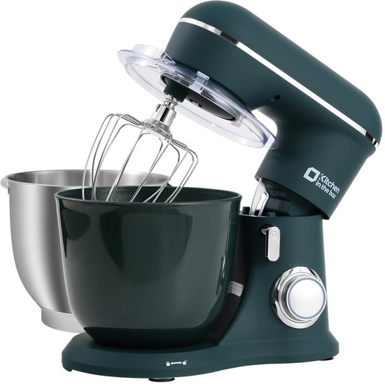 SnelShoppen - Kitchen in the Box Keukenmachine 1300W, 10 Snelheden, 4.5L + 5L Mengkommen, Elektrische Standmixer met Garde, Klopper en Deeghaak in Don van Snelshoppen