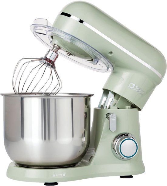 SnelShoppen - Kitchen in the Box Keukenmachine 3,5L - Kleine Kneedmachine met 10 Snelheden, Lichtgewicht Roermachine met Kneedhaken en Garde in Groen
