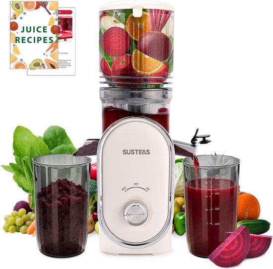 SnelShoppen - Koude Pers Juicer Machine 133MM Grote Feed Chute 1,5L Capaciteit - Slow Juicer met 300W, Hoge Sapopbrengst Extractor voor Groenten en Fr