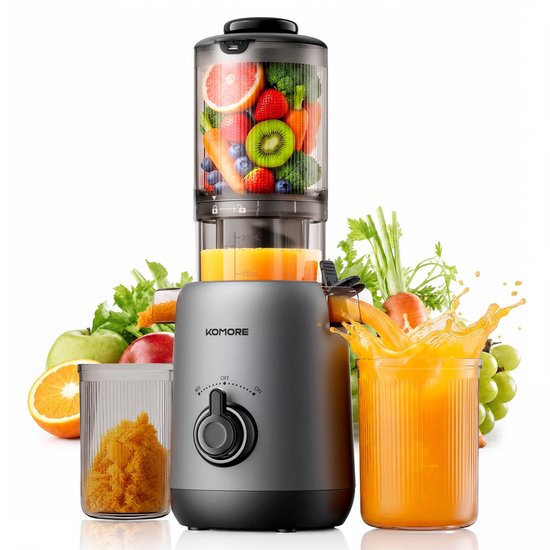 SnelShoppen - Koude Pers Juicer Machines met 110 mm Grote Voergoot voor Hele Groenten en Fruit - Zelfvoedende Langzame Masticerende Sapcentrifuge - Ho