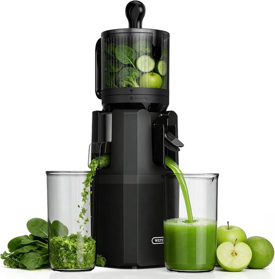 SnelShoppen - Koudperssapcentrifuge Slowjuicer met XXL Voerkanaal voor Hele Fruit en Groenten, Saprendement 85%, Gemakkelijk te Reinigen, Keuken Appar