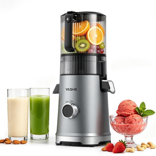 SnelShoppen - Koudsapcentrifuge 600W met extra grote goot 152mm voor hele groenten en fruit, 3-in-1 zeef voor sap, sorbet en plantaardige melk, BPA-vr