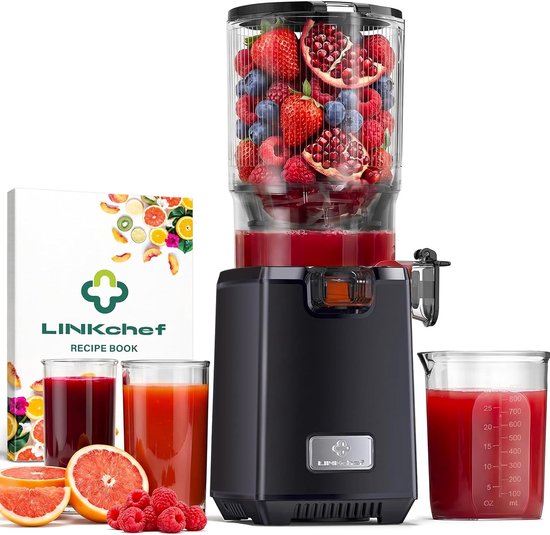 SnelShoppen - LINKChef Slowjuicer 250W Koudpers Sapcentrifuge voor Groente en Fruit, 13 cm Brede Vulopening, 1,8 L Sapreservoir, BPA-vrij, Eenvoudig t