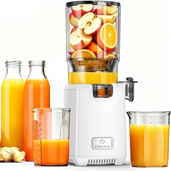 SnelShoppen - LINKChef Slowjuicer 250W Koudpers Sapcentrifuge voor Groente en Fruit met 13 cm Brede Vulopening, 1,8 L Sapreservoir, BPA-vrij, Eenvoudi