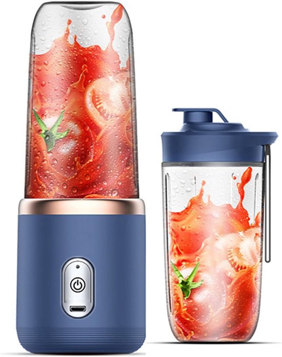 SnelShoppen - Mini Blender voor Milkshakes en Smoothies, Draagbare USB Blender met 6 RVS Messen, Oplaadbare Fruit Juice Cup voor Keuken, Camping, Spor