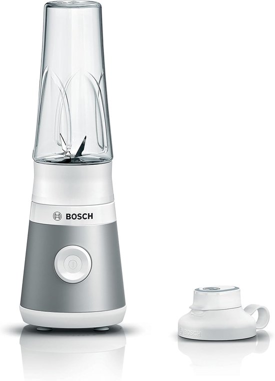 SnelShoppen - Mini Blender voor Smoothies, Hoge Snelheid 40.000 RPM, 450 Watt, Roestvrijstalen Messen, Lekvrij, Tritan ToGo Fles, Donkerzilver, Keuken