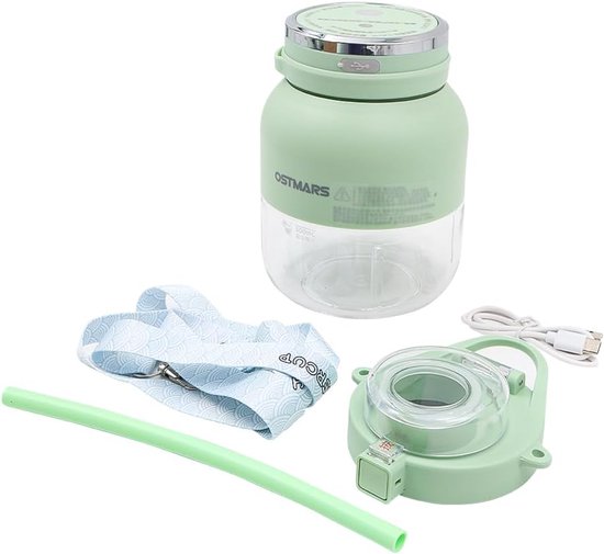 SnelShoppen - Mini Elektrische Juicer Blender - Draagbare Smoothie Maker voor IJs, Sauzen en Sap - 800ml Drinkfles met Dubbele Deksel voor Sport en Bu