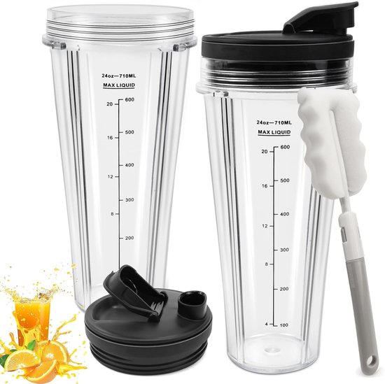 SnelShoppen - Mixer Onderdelen Set voor Blender - Vervangende Bekers met Deksel - Duurzaam en Veilig - Geschikt voor Diverse Mixers - BPA Vrij en Vaat