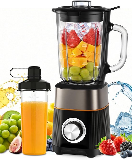 SnelShoppen - Mixer Smoothie Maker Mini Blender met Tritan Fles, BPA-vrij, Draagbare RVS Blender, Laag Geluid, Makkelijk Schoon te Maken voor Shakes,