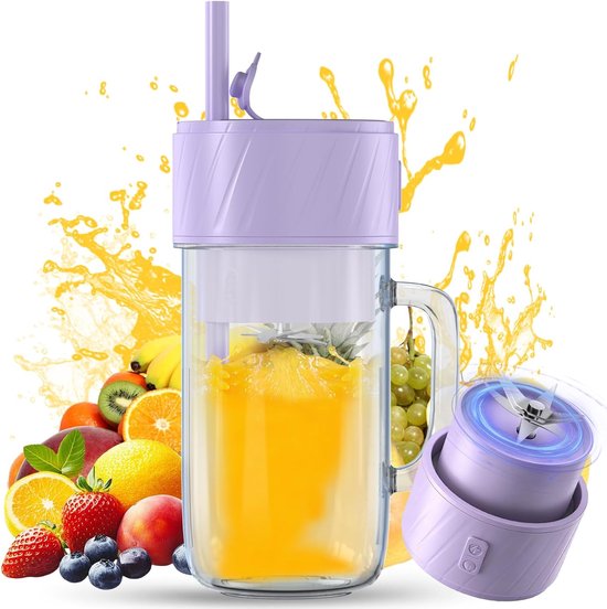 SnelShoppen - Mixer Smoothie Maker Mini, Draagbare Blender 400ml, USB Smoothie Mixer, BPA Vrij, PulseMotion & BlendPro Technologie voor Thuis, Camping van Snelshoppen