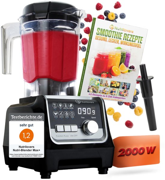 SnelShoppen - NUTRI-BLENDER MAX+ 2000W Standmixer met 2L Tritan Kan, Professionele Smoothiemaker met Digitale Timer en 9 Niveaus - BPA-vrij voor Keuke