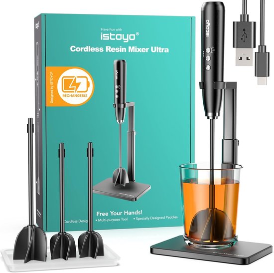 SnelShoppen - Oplaadbare Epoxy Mixer Ultra met 3 Snelheden, AI Mode, Perfect voor Resin Molds, DIY Crafting, Silicoon Mallen, Kleurstoffen, en Viscose