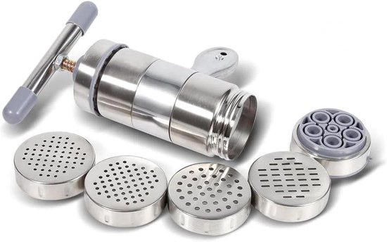 SnelShoppen - Passatelli Steel Pasta Maker - Elektrische Noodle Maker - Handheld RVS Pasta Pers - Inclusief 5 Vervangbare Vormpjes - Ideaal voor Thuis