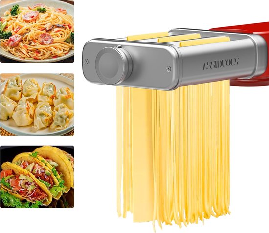 SnelShoppen - Pasta Accessoire voor Kmix/KVL - 3-in-1 Stalen Spaghetti en Fettuccine Cutter - Ideaal voor Thuis Koken en Pasta Liefhebbers - Keuken Ge