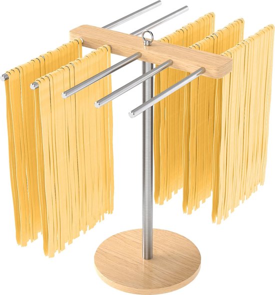 SnelShoppen - Pasta Droger met 10 Verwijderbare Armen, RVS 304, Hygienisch en Efficiënt voor Verse Spaghetti, Fettuccine, Tagliatelle, Keuken Must-Hav