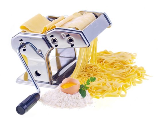 SnelShoppen - Pastamachine voor Versgemaakte Pasta, RVS, Handmatige Pastamaker, Inclusief Accessoires, Ideaal voor Keuken, Koken met Kinderen, Italiaa