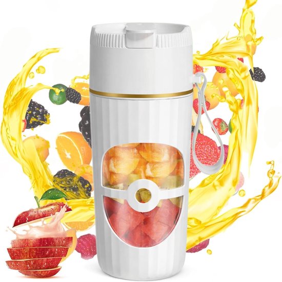 SnelShoppen - Portable Blender 400ml USB Oplaadbare Smoothie Maker met 10 RVS Messen, Mini Blender 60W voor Shakes, Sap, Smoothies en Babyvoeding, Ide