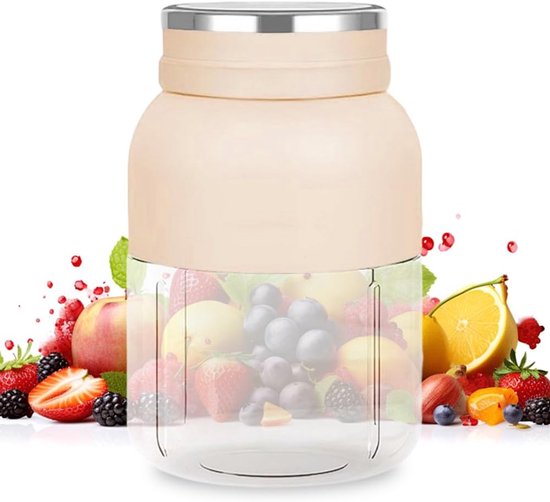SnelShoppen - Portable Mixer 1200ml - Smoothie Maker To Go met 38 RVS Blades, USB-C Oplaadbare Blender Fles, Lekvrije Mixbeker voor Fitness, Reizen, K