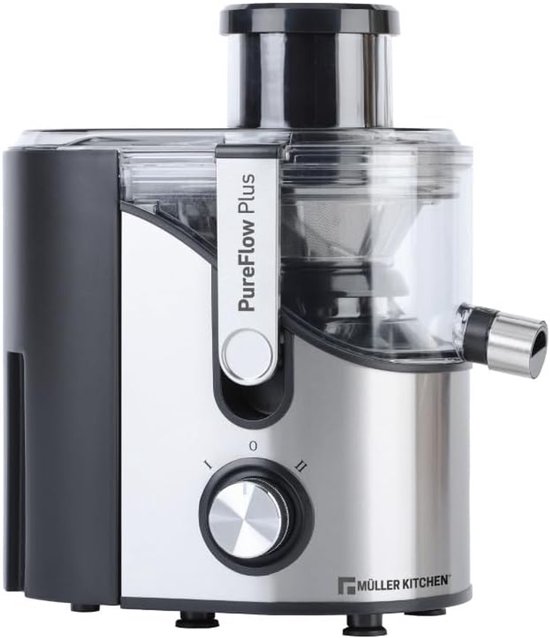 SnelShoppen - Power Fruit Juicer 600W RVS - 65 mm Grote Vulopening - 2 Snelheden - Antislip Rubber Voeten - Voor Keuken, Gezonde Drankjes, Fruitsappen