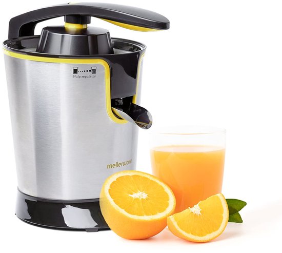 SnelShoppen - Professionele elektrische sapcentrifuge 300W, continu uitgieten, lekvrij systeem, 2 filters en kegels, vaatwasmachinebestendig, geel voo